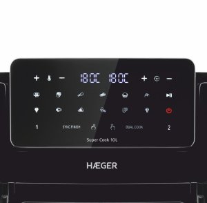 Frytkownica beztłuszczowa Haeger AF-D10.010A Super Cook Urządzenie do gotowania na gorącym powietrzu 10L ( 2 x 5L ) 2600W 5