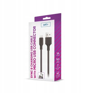 Kabel USB Setty USB-A - microUSB 1 m Czarny (GSM109589) 2