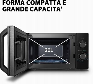 Microwave oven  volume 20L  mechanical control  800W  5 power levels  LED lighting  defrosting  cooking end signal  black 5