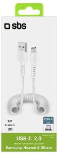 Kabel USB SBS Mobile USB-A - USB-C 1 m Biały (TECABLETYPCS1W) 2