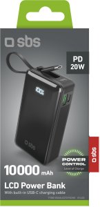 SBS LCD Power Bank  10000  mAh  melna - Portativais barosanas avots 2