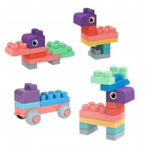 Klocki gumowe miękkie sensoryczne konstrukcyjne duże zestaw 60 szt 2