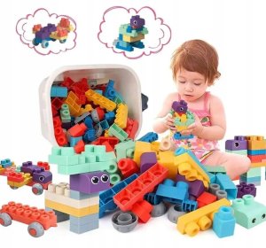 Klocki gumowe miękkie sensoryczne konstrukcyjne duże zestaw 60 szt 5