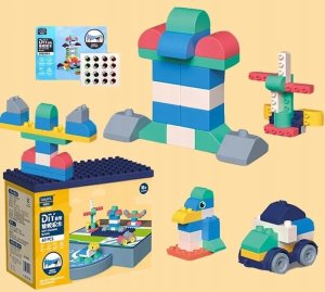 Klocki gumowe miękkie sensoryczne konstrukcyjne duże zestaw 60 szt 7