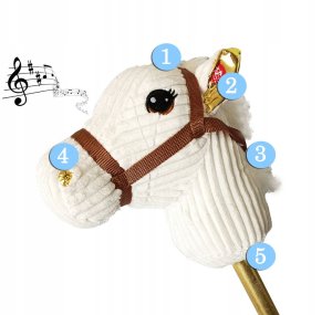 Hobby Horse miękka głowa konia koń na kiju rży 72 cm dźwięki galopu plusz 3