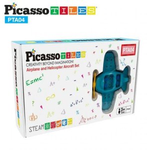 PICASSO TILES Klocki magnetyczne 2 figurki ludziki samolot helikopter 14