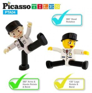 PICASSO TILES Klocki magnetyczne 2 figurki ludziki samolot helikopter 15