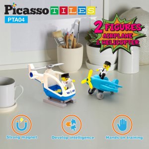 PICASSO TILES Klocki magnetyczne 2 figurki ludziki samolot helikopter 2