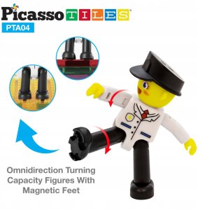 PICASSO TILES Klocki magnetyczne 2 figurki ludziki samolot helikopter 6