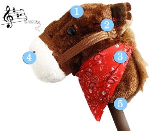 Hobby Horse miękka głowa konia koń na kiju rży 68 cm dźwięki galopu plusz 3