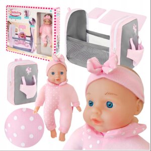 Lalka bobas miękka jak żywa duża nosidełko łóżeczko pościel gratis 5