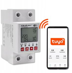 Qoltec Qoltec Przekaźnik 63A na szynę DIN z licznikiem energii elektrycznej | Timer | Tuya | Wi-Fi | LED 3