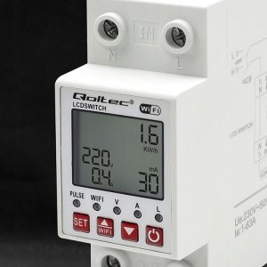 Qoltec Qoltec Przekaźnik 63A na szynę DIN z licznikiem energii elektrycznej | Timer | Tuya | Wi-Fi | LED 4