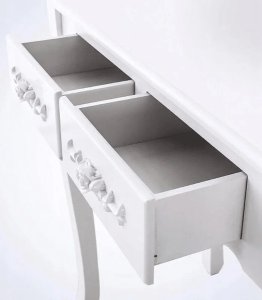 TOALETKA KOSMETYCZNA 3 LUSTRA SKŁADANE TRYPTYK TABORET OŚWIETLENIE LED DO MAKIJAŻU DLA DZIEWCZYNKI KOBIETY 5