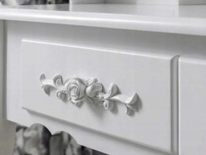 TOALETKA KOSMETYCZNA 3 LUSTRA SKŁADANE TRYPTYK TABORET OŚWIETLENIE LED DO MAKIJAŻU DLA DZIEWCZYNKI KOBIETY 6