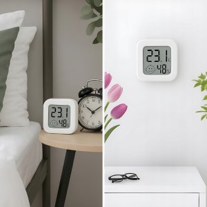 Termometr Elektroniczny Pokojowy Higrometr Cyfrowy Mini LCD Bezprzewodowy 5
