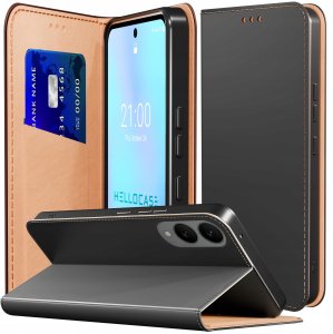 Etui z Klapką do Samsung Galaxy S25 Edge (Skórzane, Magnetyczne, Czarne) 1