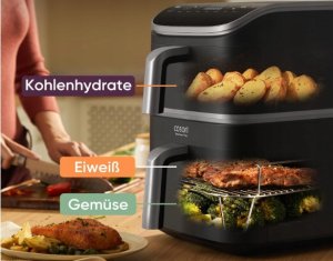 COSORI Turbo Tower Pro 2 komory 10,8 l Double Stack Airfryer z DualBlaze 3