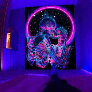 ITIMPORT Dekoracja ŚCIENNA UV OBRAZ Fluorescencyjny GOBELIN ODBLASK 150cm XL Księżyc 8