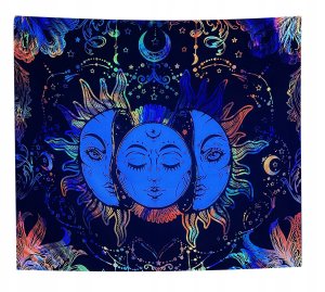 Dekoracja ŚCIENNA UV OBRAZ Fluorescencyjny GOBELIN ODBLASK 150x150cm Słońca 1