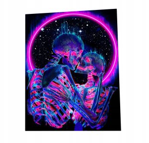 Dekoracja ŚCIENNA UV OBRAZ Fluorescencyjny GOBELIN ODBLASK 150x150cm Miłość 1