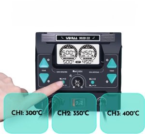 Stacja Lutownicza Hot Air Yihua 992D-III 1220W Uchwyt na Kolbę Uchwyt PCB 8