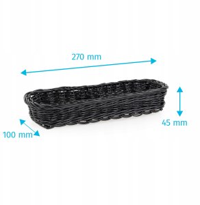 Koszyk na sztućce z polirattanu 270x100x45 mm, czarny | TECHNICA, Gold Line 2