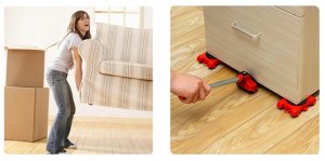 Zestaw ROLKI TRANSPORTOWE do Mebli 150kg TRANSPORTU PRZESUWANIA Podnośnik 7