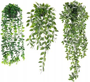 Zestaw 3 Sztucznych ROŚLINA Komplet WISZĄCY 90cm REALISTYCZNE DOM BIURO XL 1