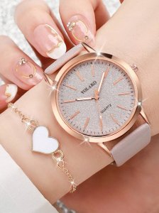 Zegarek DAMSKI Ekoskóra WYGODNY KLASYCZNY Kwarcowy ELEGANCKI MODNY Różowy 15