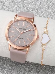 Zegarek DAMSKI Ekoskóra WYGODNY KLASYCZNY Kwarcowy ELEGANCKI MODNY Różowy 16
