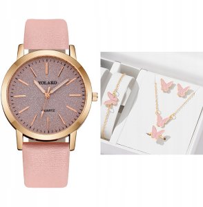 Zegarek DAMSKI Ekoskóra WYGODNY KLASYCZNY Kwarcowy ELEGANCKI MODNY Różowy 4