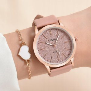 Zegarek DAMSKI Ekoskóra WYGODNY KLASYCZNY Kwarcowy ELEGANCKI MODNY Różowy 6