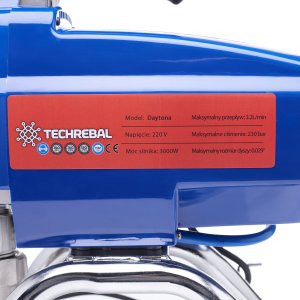 Techrebal Agregat Malarski do Malowania 3000W 3,2L/min Pistolet 3x Dysza Lanca Wąż 10m 4