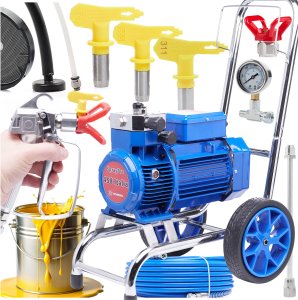 Duży Mocny Agregat Malarski 4500W 28L/min Wąż 15m 3x Dysza Lanca Rama Inox 1