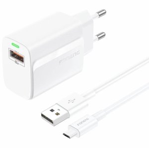 Ładowarka Foneng FONENG ładowarka sieciowa EU64 18W 1xUSB QC3.0 + kabel Micro Biały standard 2