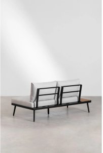 Zestaw ogrodowy: 4-osobowy narożnik ze stolikiem kawowym, aluminium i drewno akacjowe Kalen 4