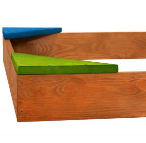 Piaskownica drewniana dla dzieci 90x90 cm impregnowana, z ławkami narożnymi i agrowłókniną UNIWERSALNY 14