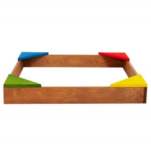 Piaskownica drewniana dla dzieci 90x90 cm impregnowana, z ławkami narożnymi i agrowłókniną UNIWERSALNY 16