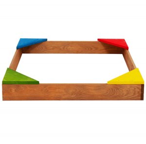 Piaskownica drewniana dla dzieci 90x90 cm impregnowana, z ławkami narożnymi i agrowłókniną UNIWERSALNY 17