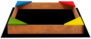 Piaskownica drewniana dla dzieci 90x90 cm impregnowana, z ławkami narożnymi i agrowłókniną UNIWERSALNY 18