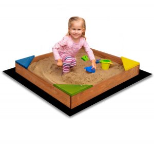 Piaskownica drewniana dla dzieci 90x90 cm impregnowana, z ławkami narożnymi i agrowłókniną UNIWERSALNY 3