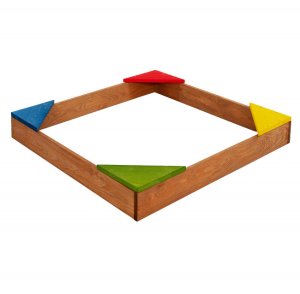 Piaskownica drewniana dla dzieci 90x90 cm impregnowana, z ławkami narożnymi i agrowłókniną UNIWERSALNY 4