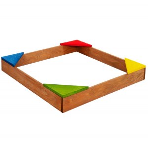 Piaskownica drewniana dla dzieci 90x90 cm impregnowana, z ławkami narożnymi i agrowłókniną UNIWERSALNY 5