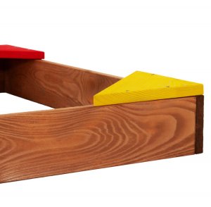 Piaskownica drewniana dla dzieci 90x90 cm impregnowana, z ławkami narożnymi i agrowłókniną UNIWERSALNY 8