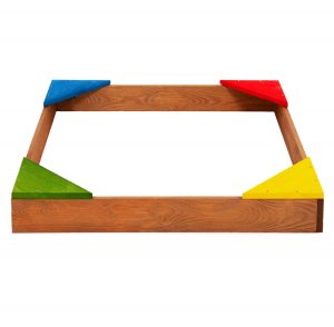 Piaskownica drewniana dla dzieci 90x90 cm impregnowana, z ławkami narożnymi i agrowłókniną UNIWERSALNY 10