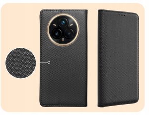 ETUI Z KLAPKĄ DO REALME 14 PRO PLUS CZARNE ZAMYKANE MAGNETYCZNE KABURA CASE 4