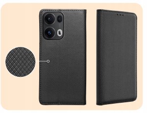 ETUI Z KLAPKĄ DO OPPO RENO13 PRO 5G CZARNE ZAMYKANE MAGNETYCZNE KABURA CASE 4
