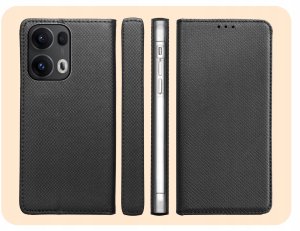 ETUI Z KLAPKĄ DO OPPO RENO13 PRO 5G CZARNE ZAMYKANE MAGNETYCZNE KABURA CASE 6
