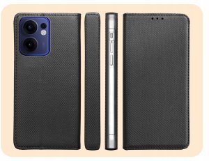 ETUI Z KLAPKĄ DO OPPO RENO13 5G CZARNE ZAMYKANE MAGNETYCZNE KABURA OCHRONNE 6